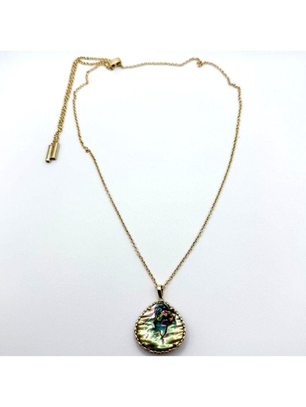 Kendra Scott Abalone Shell Teardrop Pendant Gold Chain
